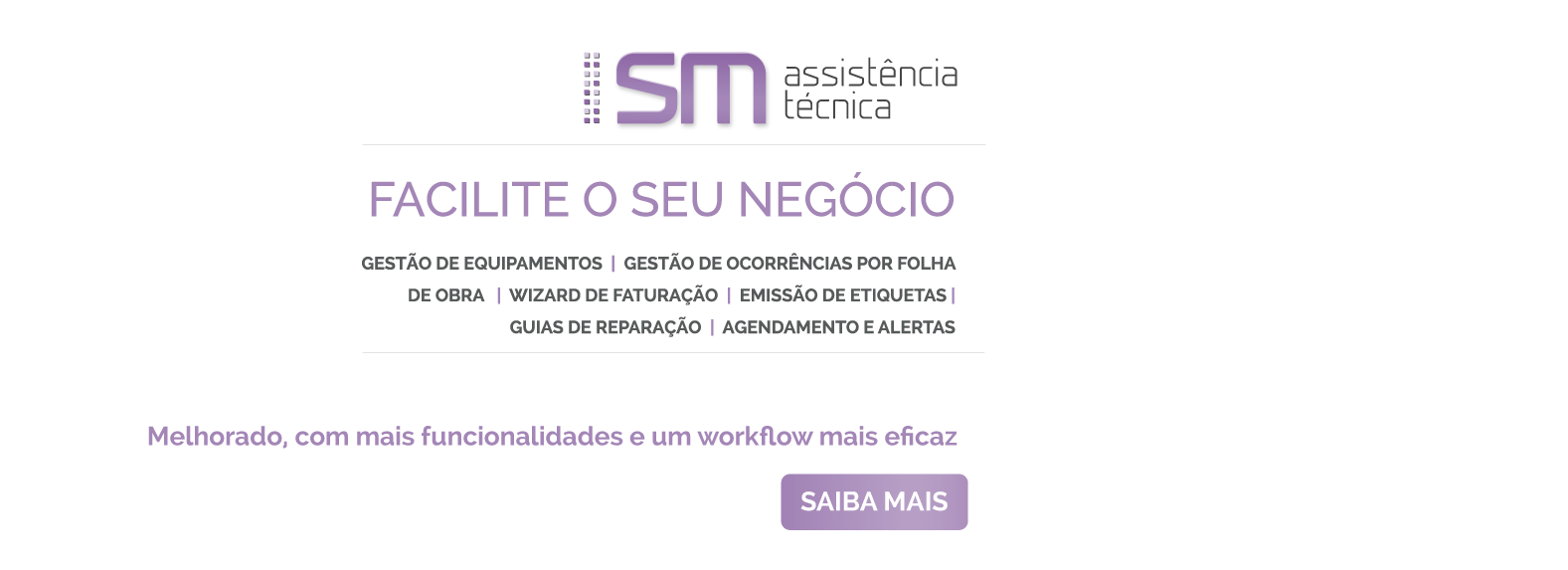 SM tech - área técnica - assistências avenças contratos folhas de obra equipamentos gestão